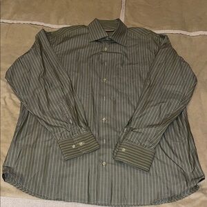 Men's Olive Striped Dress Shirt
